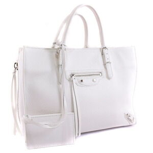 Balenciaga Paper Handbag White Leather